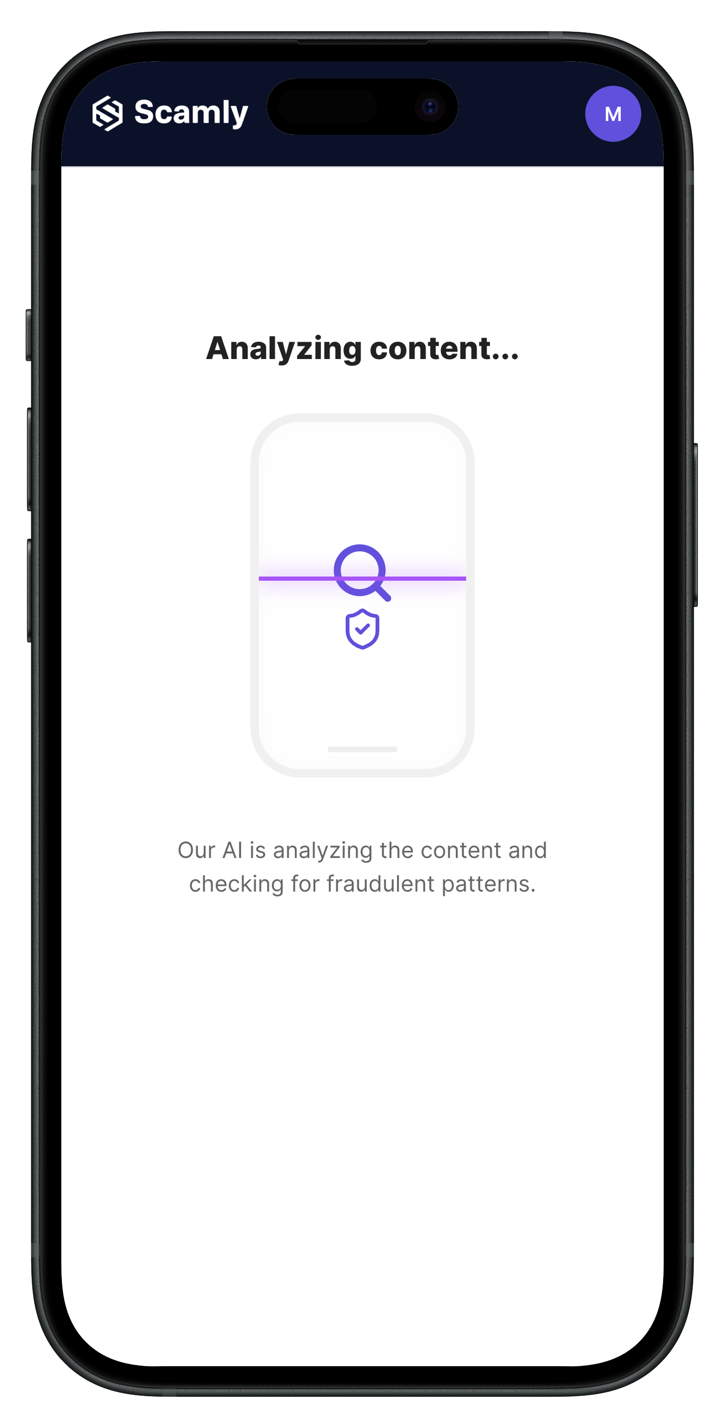 Scamly AI analyzing text message for phishing signatures